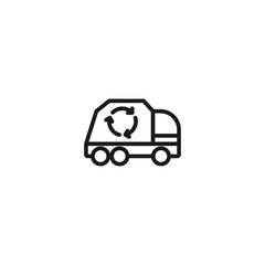 garbage truck line icon. symbol of ecology