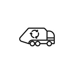 garbage truck line icon. symbol of ecology