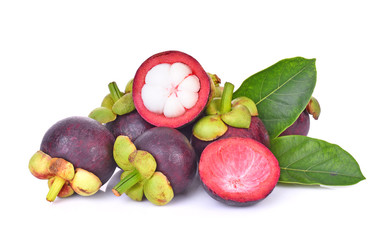  Mangosteen isolated on white background.