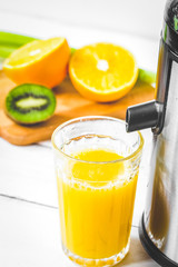 process preparation of fresh juice in juicer