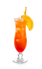Fresh summer cocktail in glass on white background