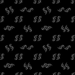 Twig seamless pattern. Fashion graphic on black background design. Modern stylish abstract texture. Monochrome template for prints, textiles, wrapping, wallpaper, website etc.Vector illustration.