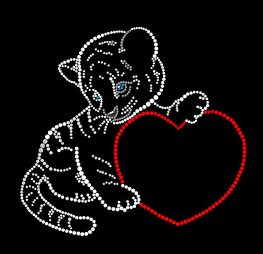 Tiger cub with heart