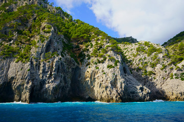 Obraz premium Impressive rock formations near Coll Baix beach, Alcudia, northern Mallorca coastline, Majorca, Balearic Islands, Spain.