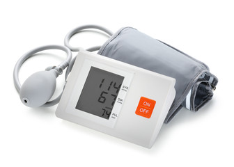 Sphygmomanometer on white background