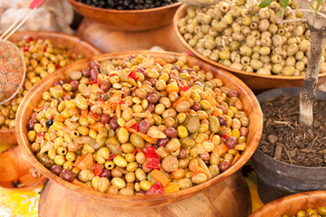Large bowl of pickled olives - Provence recipe