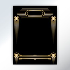 Beautiful Art Deco /Techno golden black page template for web and print , techno style 20s old fashion decoration
