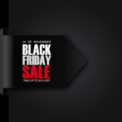 Black Friday Sale Abstract Background. sale banner. Ribbon. Tag. Vector illustration.