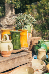Gordes, Provence-Alpes-Cote d'Azur, France, September 25, 2018: Pottery by Masters of the Luberon -...