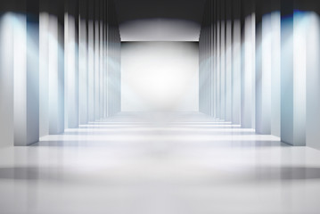 Empty interior. Rays of light entering the room. Vector illustration.
