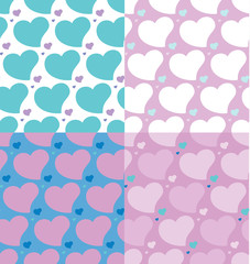 Hearts seamless patterns set