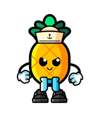 Pineapple sailor man mascot cartoon illustration