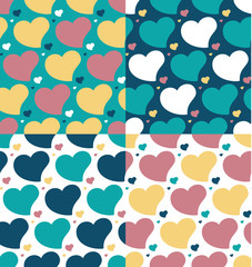 Hearts seamless patterns set