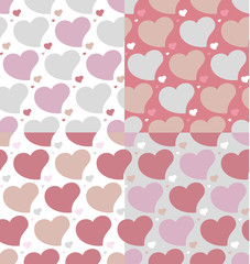 Hearts seamless patterns set