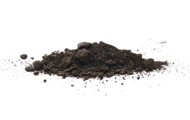 Soil, dirt pile isolated on white background