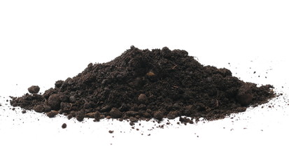 Soil, dirt pile isolated on white background