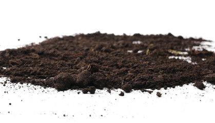 Soil, dirt pile isolated on white background