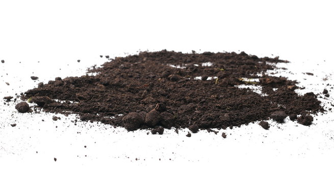 Soil, dirt pile isolated on white background