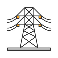 High voltage electric line color icon