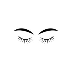 Closed eyes woman sign. Isolated symbol melancholy. Fashion graphic design flat element. Modern stylish abstract symbol. Colorful template for prints, logo, label, tattoo, sign. Vector illustration.