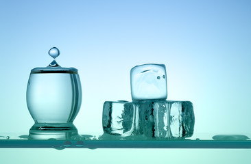 Drop of water falling into glass