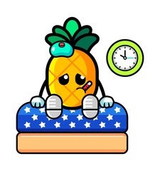 Pineapple sick mascot cartoon illustration