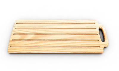 Wooden cutting board isolated on white background 3d render