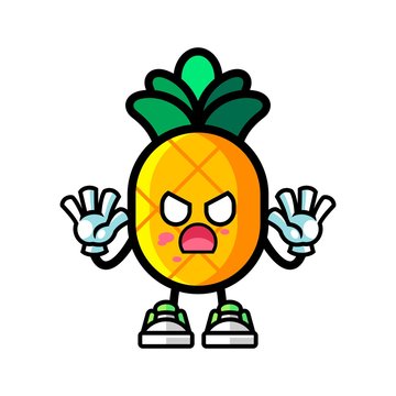Pineapple zombie mascot cartoon illustration