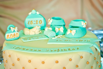 Sweet cake on a festive buffet. Cake on the table in the restaurant.