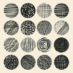 grunge halftone drawing textures set. vector illustration