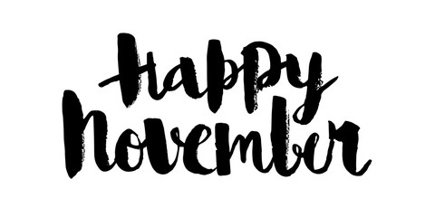 Happy November, calligraphic vector inscription