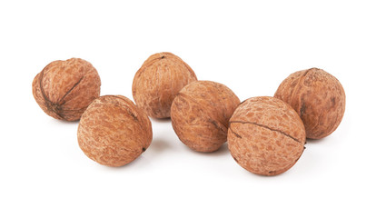 Walnuts on white