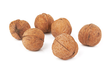 Walnuts on white