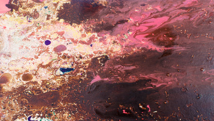 Abstract background for text or image. Ebru technique. Modern art. Marbled paper. Marbleized effect. Marble paper texture. Pink and brown.