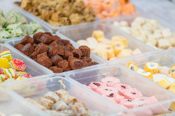 Sweet display on a market