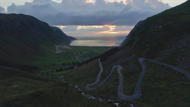 Drone Shot of the Scenic Road at Hoddevik