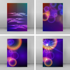 set glowing background design element cover page61