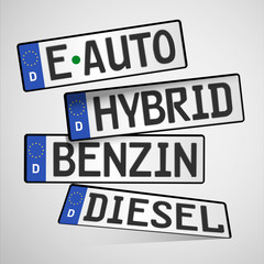 KFZ-Schilder: Verschiedene Antriebe