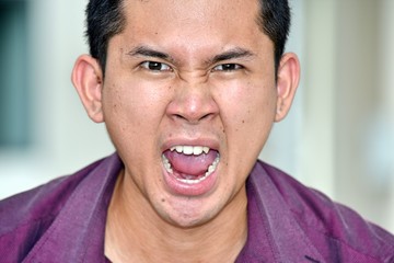 Handsome Diverse Man Yelling