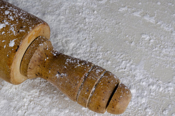 Vintage Wooden Rolling Pin Close Up