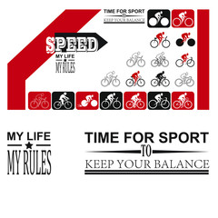 bike icons and inscriptions