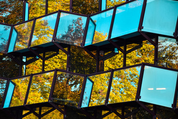 stained glass window with reflection