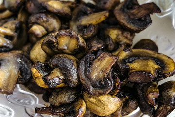 Fried champignons. Limited depth of field.