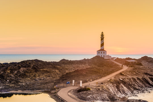 Favaritx Lighthouse in Minorca, Spain.