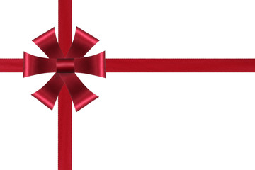 red package bow and a ribbon isolated on white background with clipping path included
