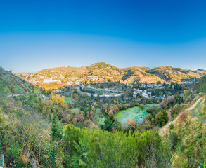 Fototapeta premium Sacromonte from Avellano Road in Granada, Spain.