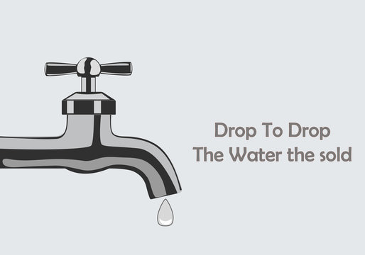 Water Tap with drops to create awareness about the environment and the importance of water