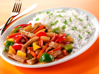 SWEET AND SOUR PORK WITH RICE