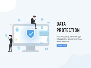 Fototapeta na wymiar Data protection web page poster