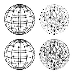 Wireframe sphere with dots set